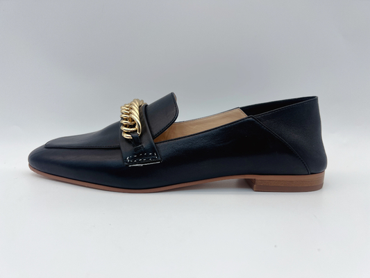 ফ্যাশন Loafers মহিলাদের ফ্ল্যাট চামড়া জুতা ধাতু চেইন সঙ্গে কাস্টম