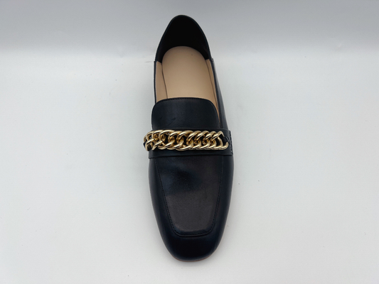 ফ্যাশন Loafers মহিলাদের ফ্ল্যাট চামড়া জুতা ধাতু চেইন সঙ্গে কাস্টম