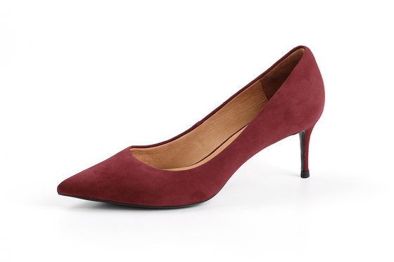 Burgundy কর্মক্ষেত্র মহিলাদের নরম জেনুইন Suede চামড়া সঙ্গে জুতা উচ্চ হিল পাম্প