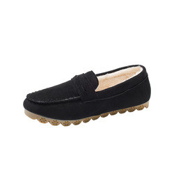 2022 Autumn Plus Velvet Peas Shoes Flat Soft Bottom Tendon Cotton Shoes Women Lazy Grandma Shoes