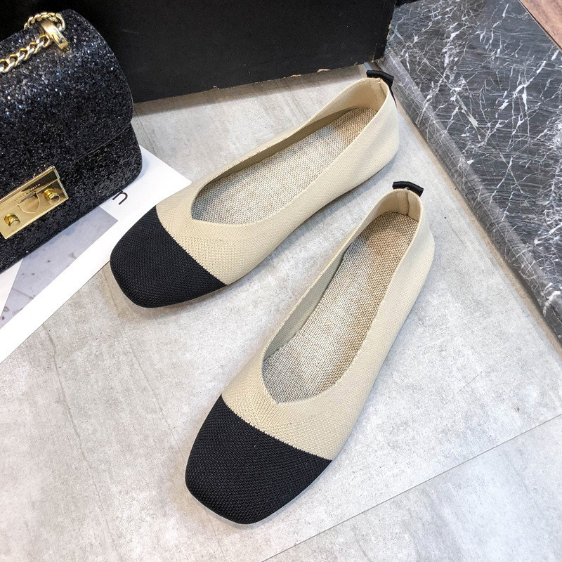 পাইকারি লাইটওয়েট বুনা বোনা জুতা 2021 মহিলাদের জন্য নতুন শৈলীর শ্বাস নেওয়া যায় এমন ফ্ল্যাট জুতা